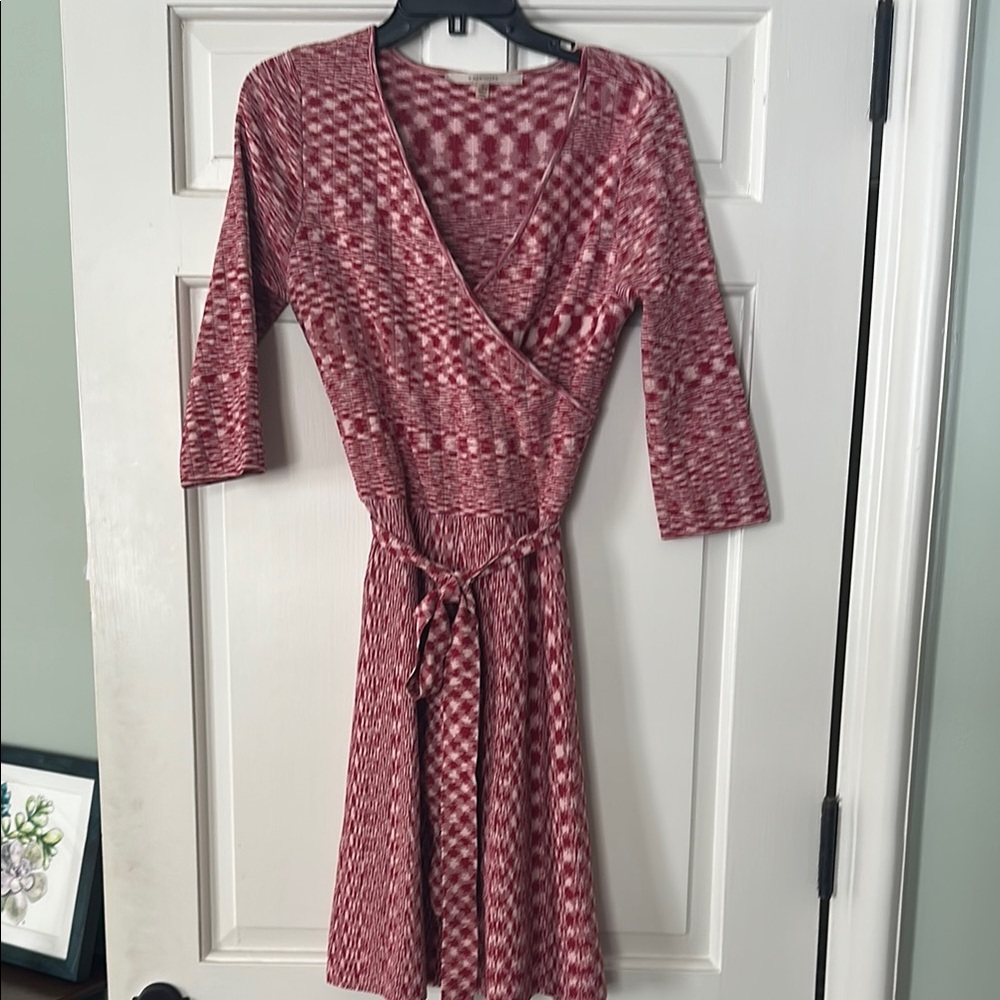 41 Hawthorn Red and Cream faux wrap Dress